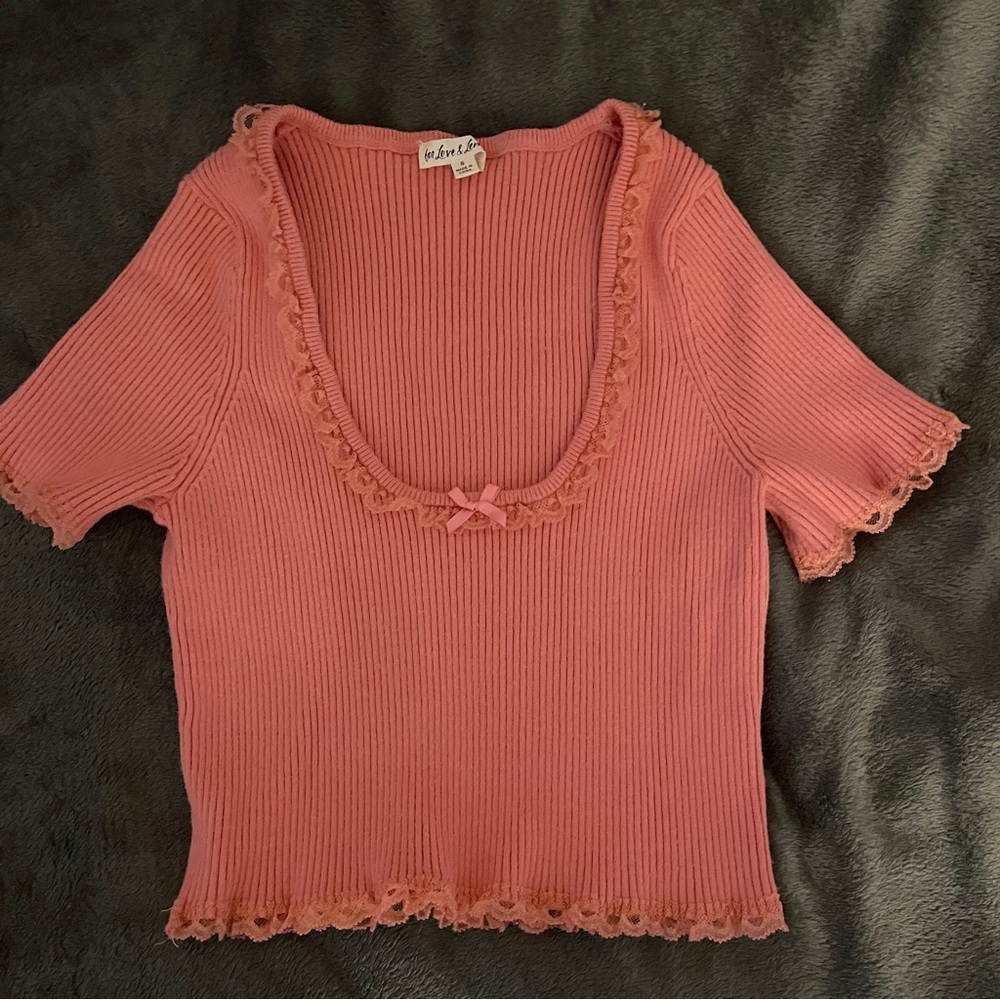 For Love and Lemons Ribbed Short Sleeve Top